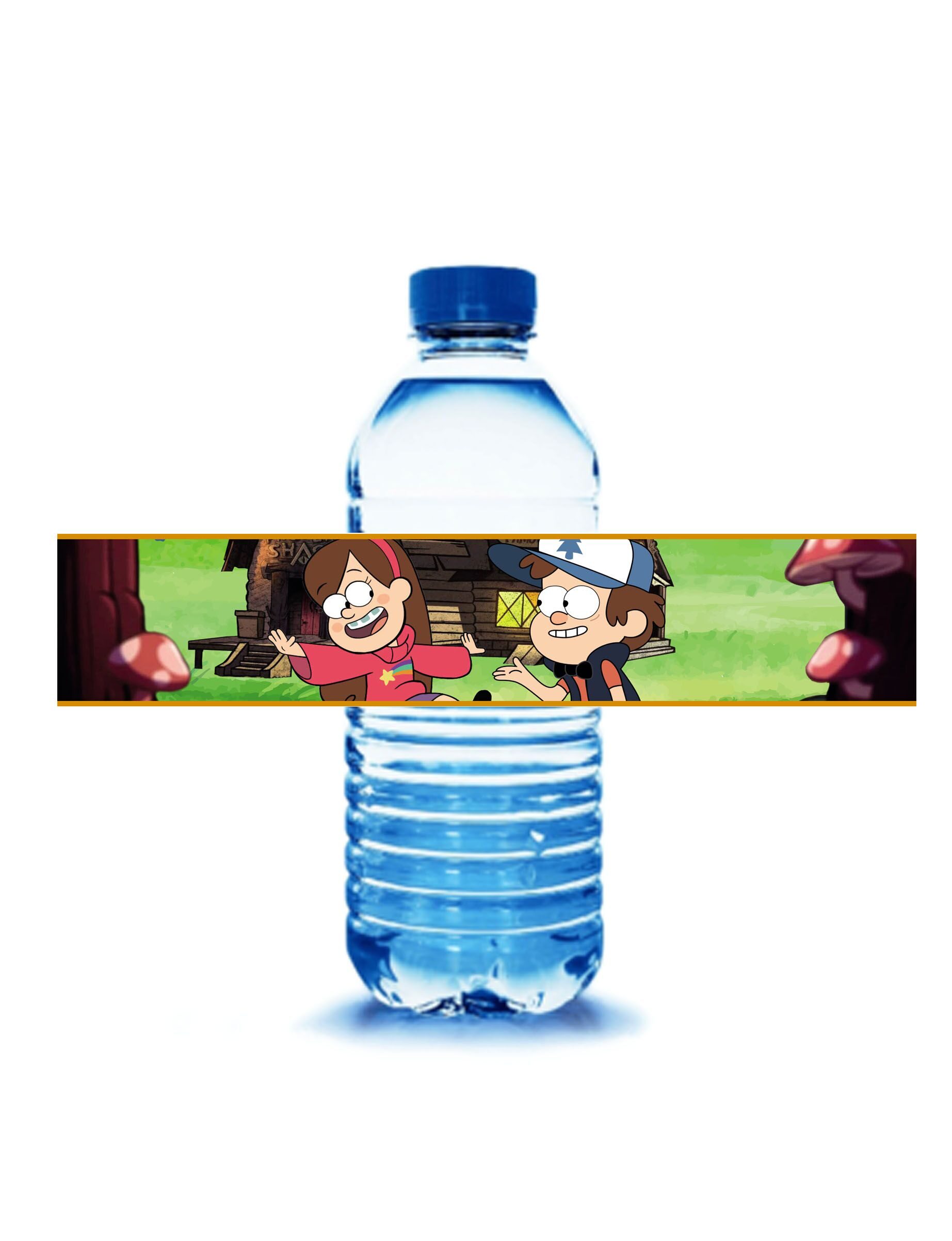 Обертки на бутылочки "Мэйбл и Диппер" для праздника Гравити Фолз (Gravity Falls)