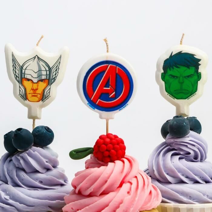 Свечи в торт фигурные Мстители Марвел (Avengers), 5 шт.